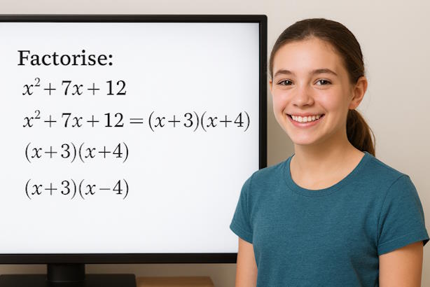 Algebraic factorisation on a chalkboard