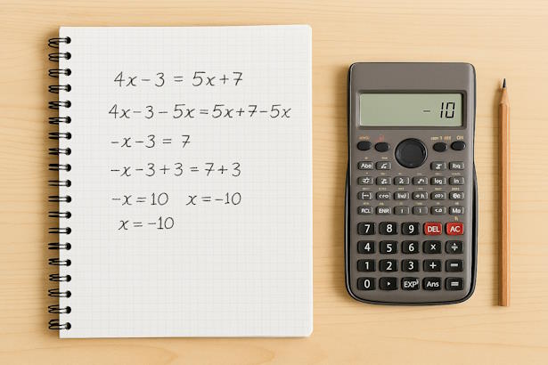 Math steps written clearly in a notebook