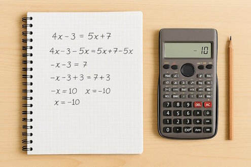 Math steps written clearly in a notebook