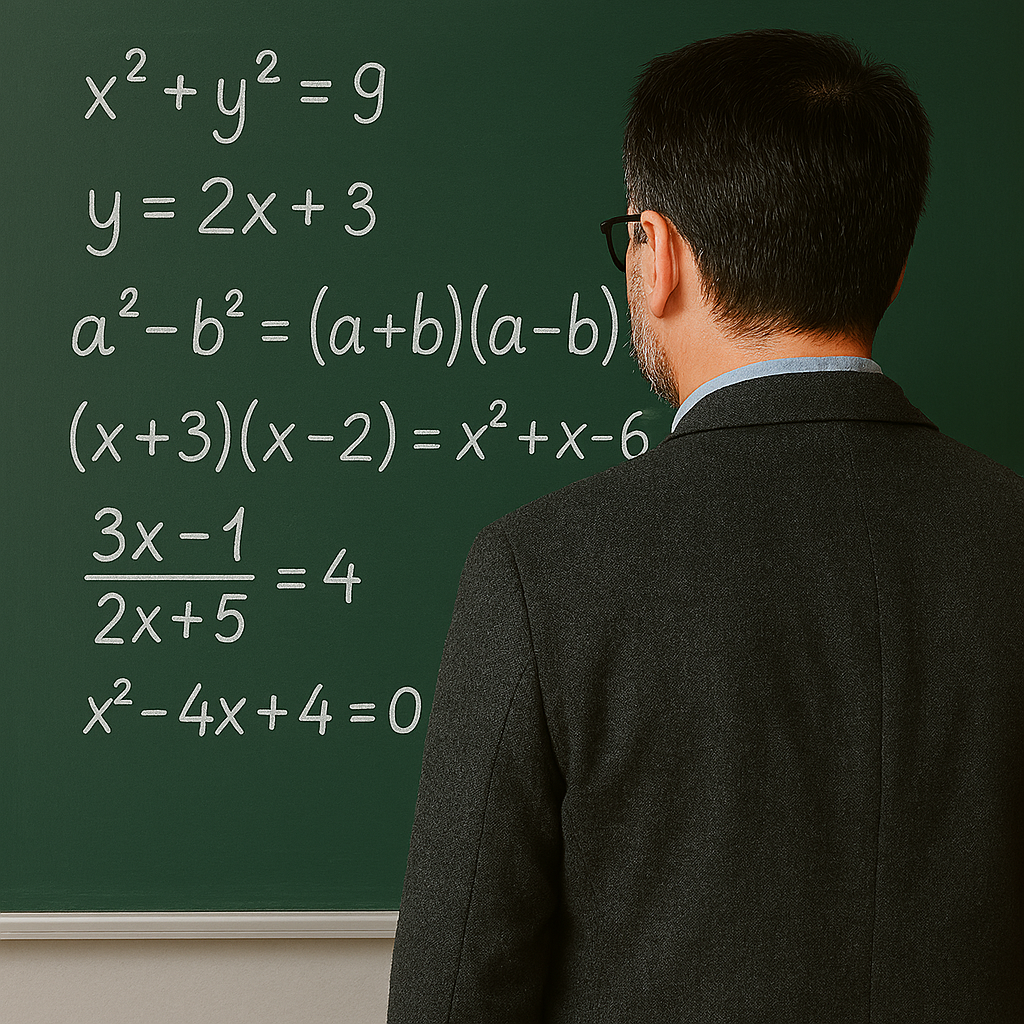 Algebra expressions and factorisation on board