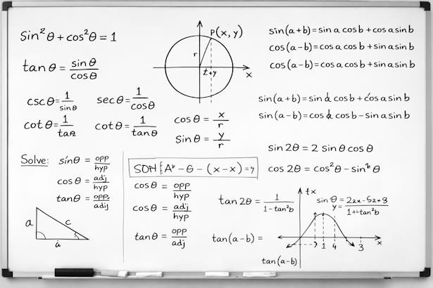Triangle diagram with trigonometry labels